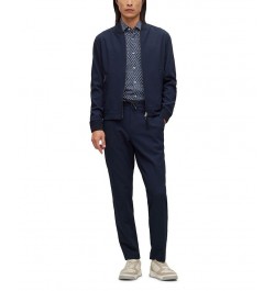 BOSS Men's Printed Performance-Stretch Jersey Slim-Fit Shirt Blue $83.20 Shirts