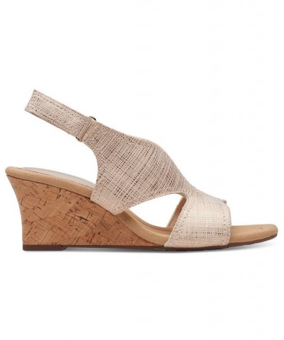 Women's Kyarra Aster Cutout Wedge Sandals Tan/Beige $42.51 Shoes