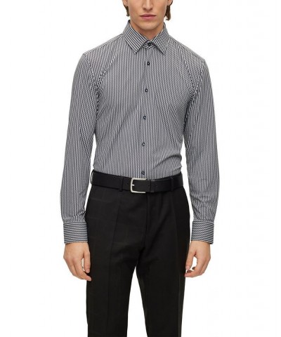 Men's Printed Performance-Stretch Jersey Slim-Fit Dress Shirt Silver $63.64 Dress Shirts