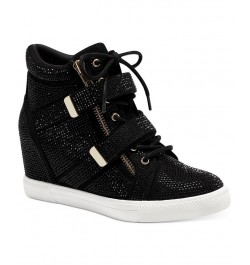 Women's Debby Wedge Sneakers Black $31.85 Shoes