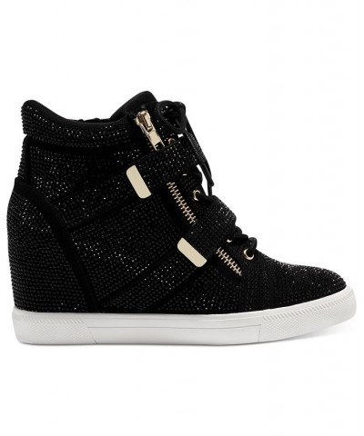 Women's Debby Wedge Sneakers Black $31.85 Shoes