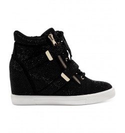 Women's Debby Wedge Sneakers Black $31.85 Shoes