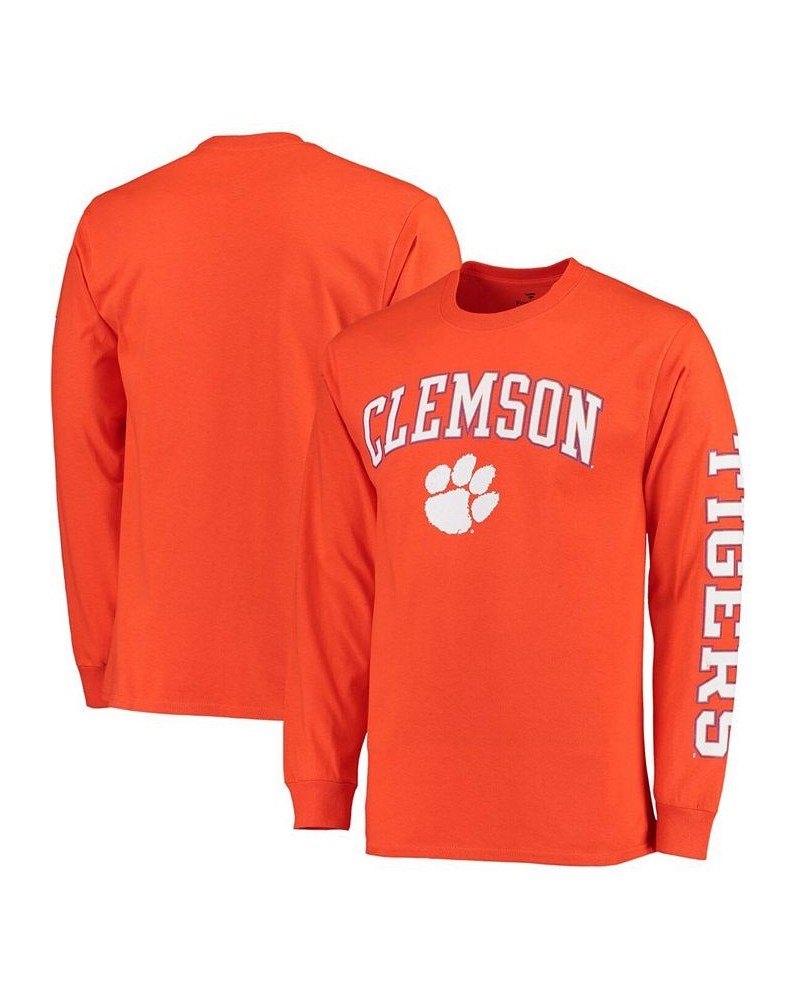 Men's Orange Clemson Tigers Distressed Arch Over Logo Long Sleeve Hit T-shirt $17.59 T-Shirts