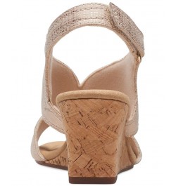 Women's Kyarra Aster Cutout Wedge Sandals Tan/Beige $42.51 Shoes