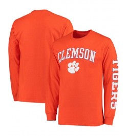 Men's Orange Clemson Tigers Distressed Arch Over Logo Long Sleeve Hit T-shirt $17.59 T-Shirts