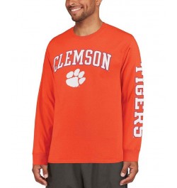 Men's Orange Clemson Tigers Distressed Arch Over Logo Long Sleeve Hit T-shirt $17.59 T-Shirts