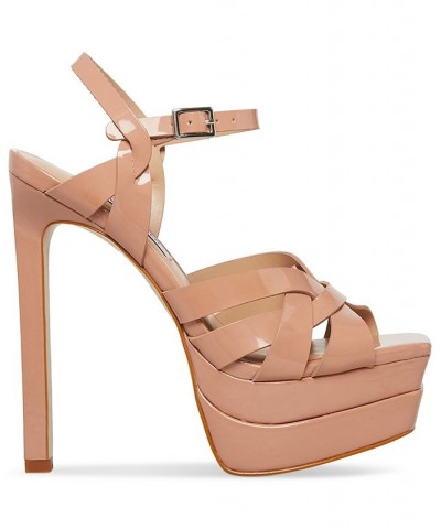 Women's Flirt Strappy Platform Dress Sandals Gray $47.60 Shoes