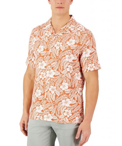 Men's Short-Sleeve Johnson Floral Silk Shirt Red $20.16 Shirts