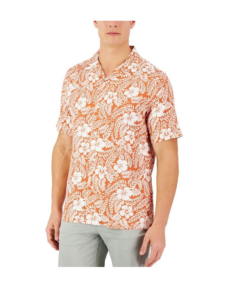 Men's Short-Sleeve Johnson Floral Silk Shirt Red $20.16 Shirts