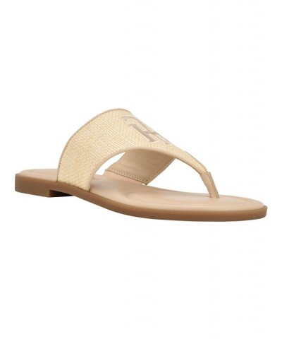 Women's Monta Flat Thong Sandals Tan/Beige $41.25 Shoes