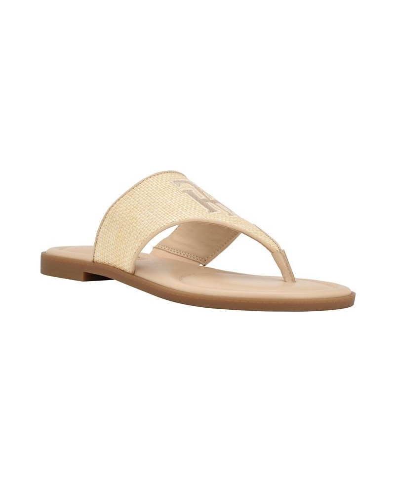 Women's Monta Flat Thong Sandals Tan/Beige $41.25 Shoes