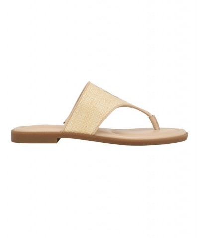 Women's Monta Flat Thong Sandals Tan/Beige $41.25 Shoes