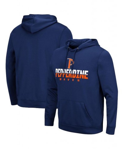 Men's Blue Pepperdine Waves Lantern Pullover Hoodie $28.60 Sweatshirt