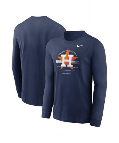 Men's Navy Houston Astros Over Arch Performance Long Sleeve T-shirt $29.99 T-Shirts