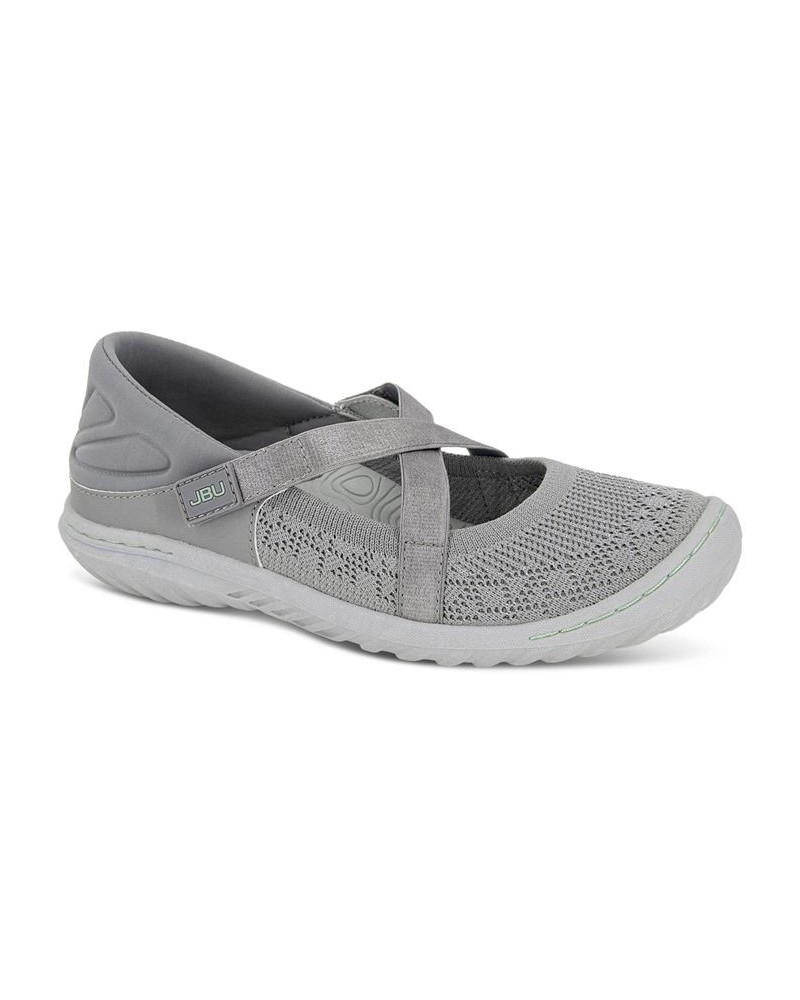 Women's Camila Slip-On Strappy Sneaker Flats Gray $47.17 Shoes