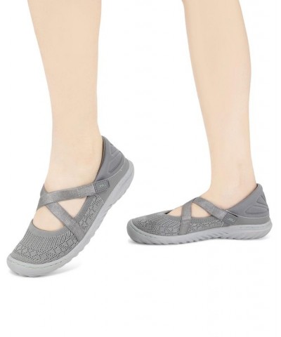 Women's Camila Slip-On Strappy Sneaker Flats Gray $47.17 Shoes