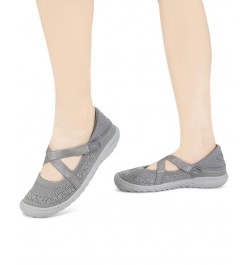 Women's Camila Slip-On Strappy Sneaker Flats Gray $47.17 Shoes