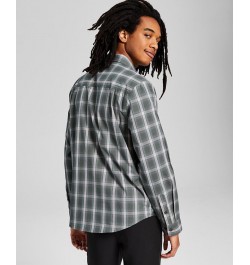 Men's Woven Plaid Long-Sleeve Button-Up Shirt Green $15.60 Shirts