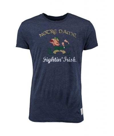 Men's Heather Navy Notre Dame Fighting Irish Vintage-Inspired Font Tri-Blend T-shirt $19.35 T-Shirts