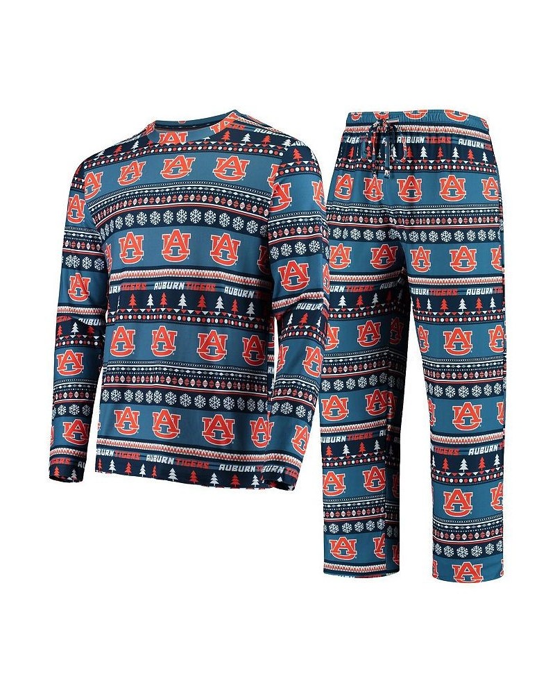 Men's Navy Auburn Tigers Ugly Sweater Knit Long Sleeve Top and Pant Set $30.75 Pajama