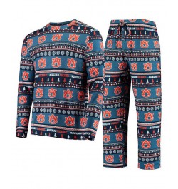 Men's Navy Auburn Tigers Ugly Sweater Knit Long Sleeve Top and Pant Set $30.75 Pajama