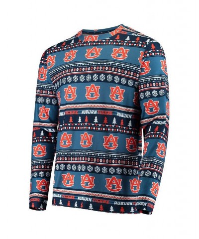 Men's Navy Auburn Tigers Ugly Sweater Knit Long Sleeve Top and Pant Set $30.75 Pajama