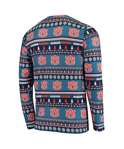 Men's Navy Auburn Tigers Ugly Sweater Knit Long Sleeve Top and Pant Set $30.75 Pajama