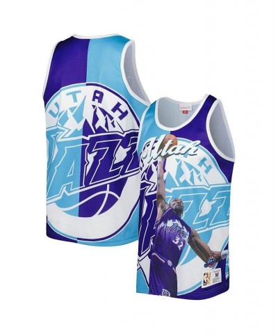 Men's Karl Malone Purple and Turquoise Utah Jazz Sublimated Player Tank Top $43.70 T-Shirts