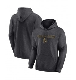 Men's Heathered Charcoal Vegas Golden Knights Victory Earned Pullover Hoodie $20.00 Sweatshirt