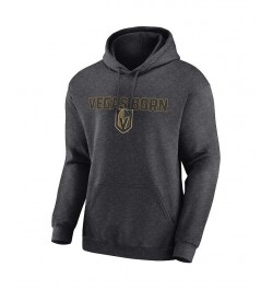 Men's Heathered Charcoal Vegas Golden Knights Victory Earned Pullover Hoodie $20.00 Sweatshirt