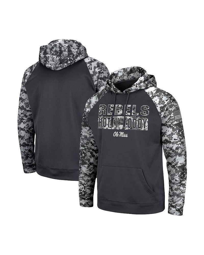 Men's Charcoal Ole Miss Rebels OHT Military-Inspired Appreciation Digital Camo Pullover Hoodie $30.75 Sweatshirt