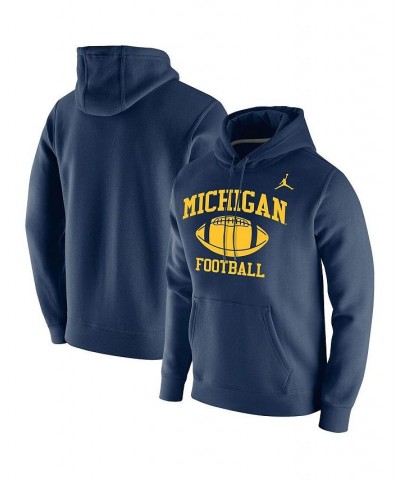 Men's Navy Michigan Wolverines Retro Football Club Fleece Pullover Hoodie $37.40 Sweatshirt