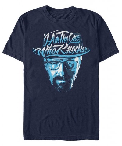 Men's I Am The One Who Knocks Blue Hue Portrait Short Sleeve T- shirt Blue $14.70 T-Shirts