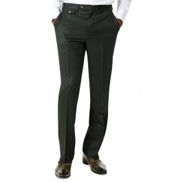 Men's Classic-Fit Wool Suit Pants Green Flannel $42.39 Suits