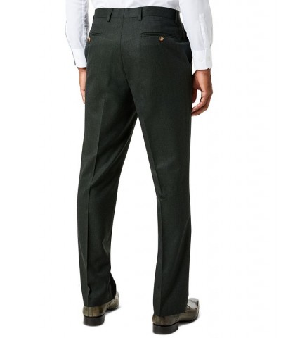 Men's Classic-Fit Wool Suit Pants Green Flannel $42.39 Suits