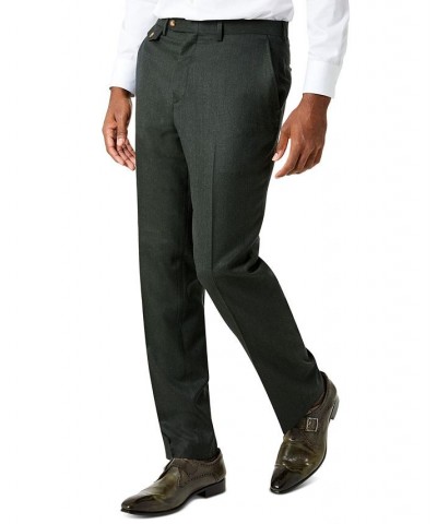 Men's Classic-Fit Wool Suit Pants Green Flannel $42.39 Suits