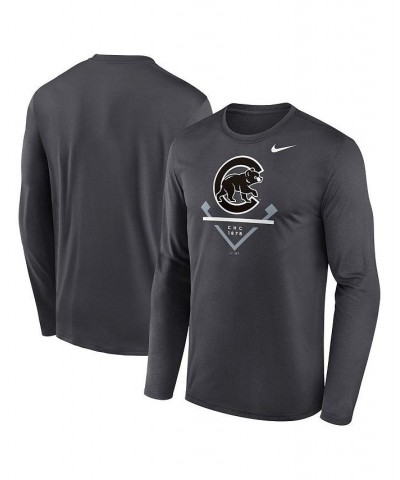 Men's Anthracite Chicago Cubs Icon Legend Performance Long Sleeve T-shirt $27.50 T-Shirts