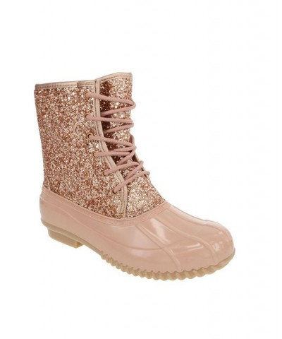 Women's Skylar Glitter Duck Boots Pink $30.80 Shoes