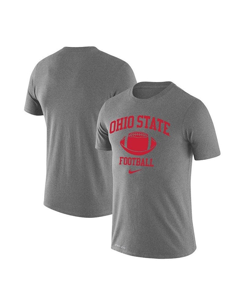 Men's Heathered Gray Ohio State Buckeyes Retro Football Lockup Legend Performance T-shirt $27.99 T-Shirts