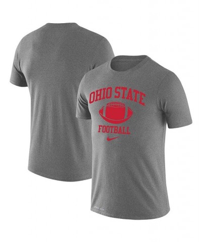 Men's Heathered Gray Ohio State Buckeyes Retro Football Lockup Legend Performance T-shirt $27.99 T-Shirts