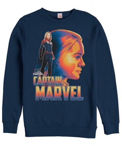 Marvel Men's Captain Marvel Side View Portrait, Crewneck Fleece Blue $24.75 Sweatshirt