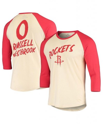 Men's Branded Russell Westbrook Cream, Red Houston Rockets Raglan 3/4 Sleeve T-shirt $22.09 T-Shirts