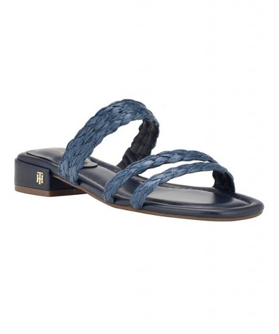 Women's Olise Flat Slip-on Dress Sandals Blue $38.71 Shoes