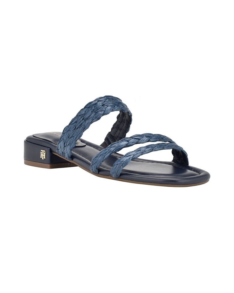 Women's Olise Flat Slip-on Dress Sandals Blue $38.71 Shoes