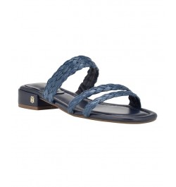 Women's Olise Flat Slip-on Dress Sandals Blue $38.71 Shoes