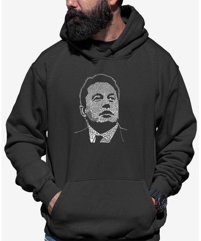 Men's Elon Musk Word Art Hooded Sweatshirt Gray $24.60 Sweatshirt