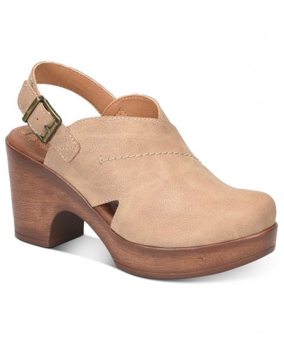 Women's Cecila Slingback Platform Clogs Tan $42.00 Shoes