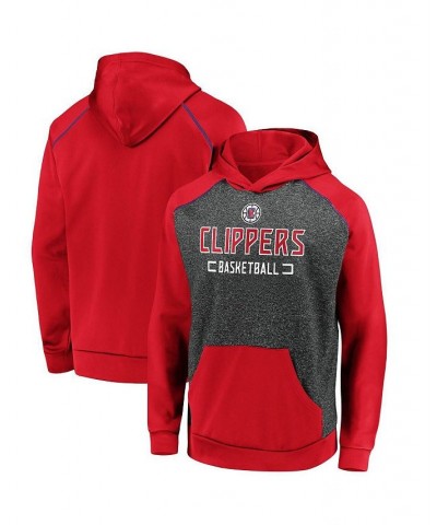 Men's Heathered Charcoal, Red LA Clippers Game Day Ready Raglan Pullover Hoodie $30.36 Sweatshirt