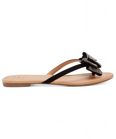 Women's Mabae Bow Flat Sandals Black $24.99 Shoes