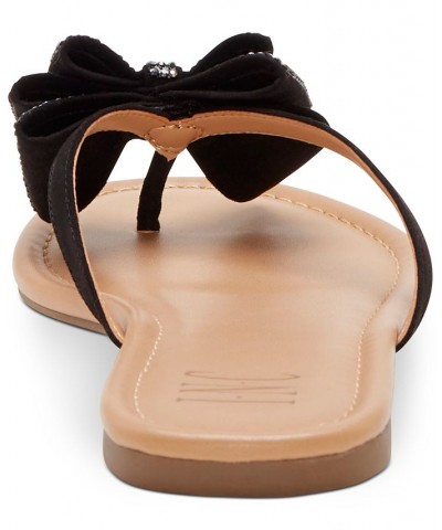 Women's Mabae Bow Flat Sandals Black $24.99 Shoes